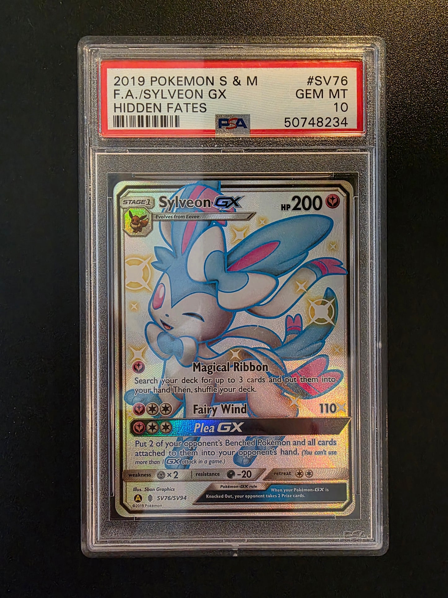 2019 Pokemon Sun & Moon - Hidden Fates - Shiny Vault -  - Sylveon GX #SV76 PSA10