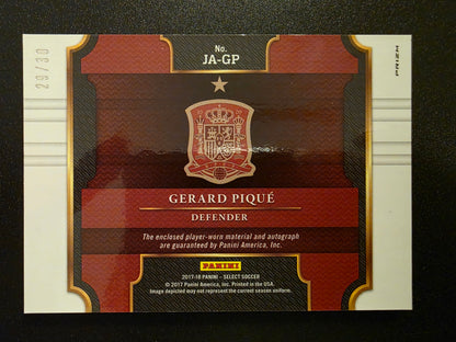 2017-18 Panini Select - Jersey Autographs - White Prizm - Gerard Pique #JA-GP /30