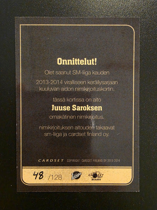 2013-14 Cardset Signature - Juuse Saros /128