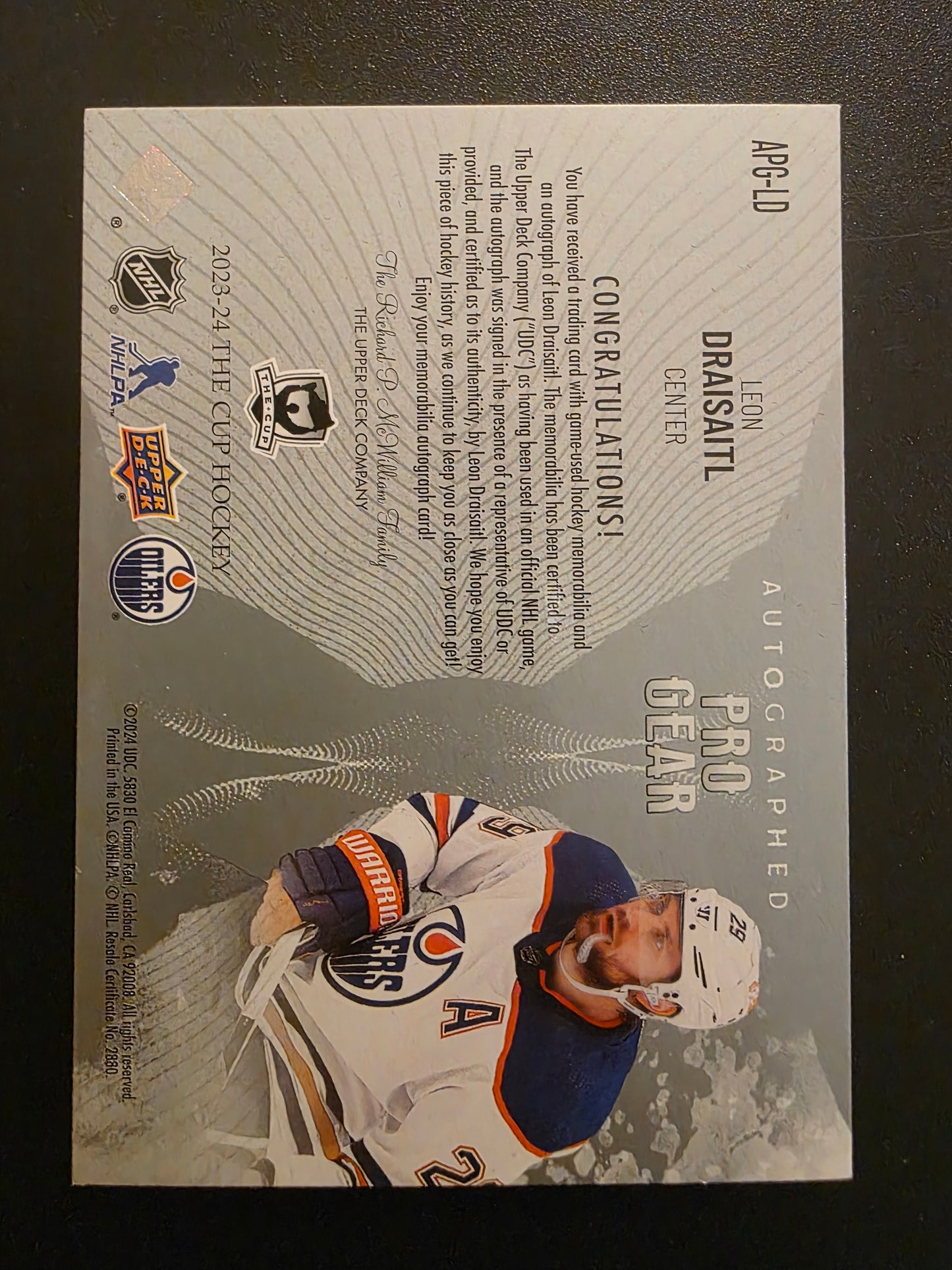 2023-24 Upper Deck The Cup - Autographed Pro Gear - Leon Draisaitl #APG-LD /12