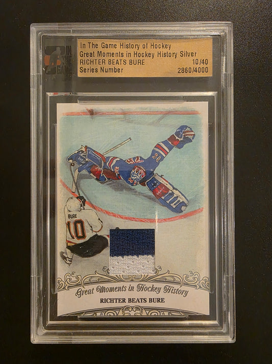 2012-13 In The Game History of Hockey - Great Moments in Hockey History - Silver - Richter Beats Bure /40