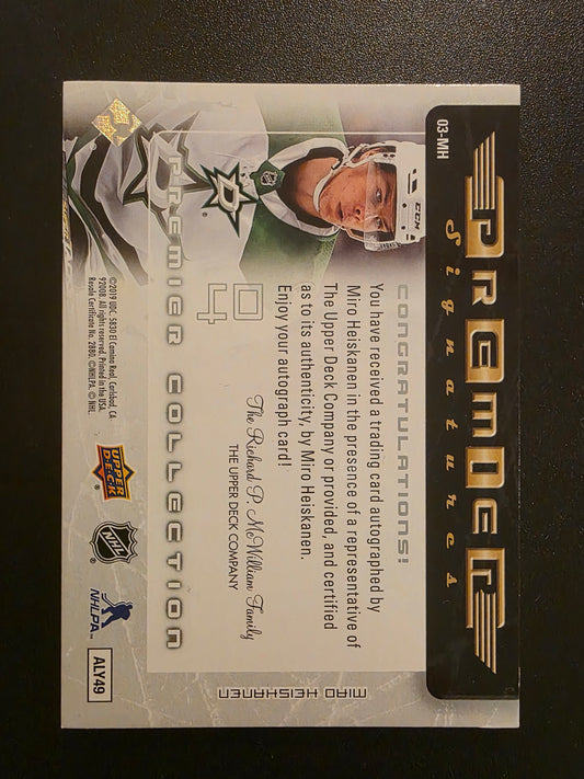 2018-19 Upper Deck Premier - 2003-04 Retro Premier Signatures Rookie - Miro Heiskanen #03-MH /99 RY