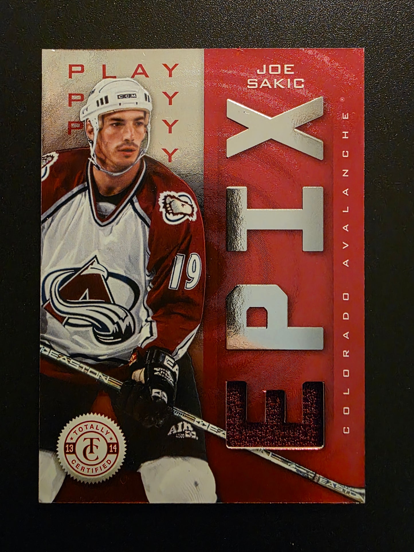 2013-14 Panini Totally Certified - Epix Memorabilia - Red Play - Joe Sakic #E-JS