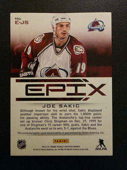2013-14 Panini Totally Certified - Epix Memorabilia - Red Play - Joe Sakic #E-JS
