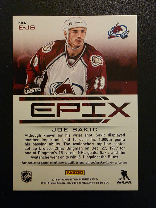2013-14 Panini Totally Certified - Epix Memorabilia - Red Play - Joe Sakic #E-JS