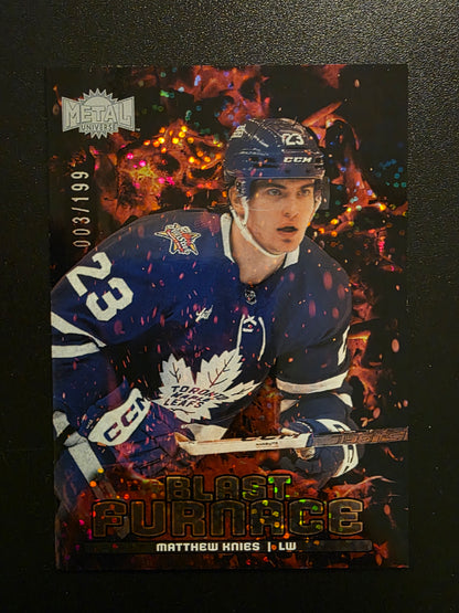 2024-25 Skybox Metal Universe - Blast Furnace - Speckle - Matthew Knies #BF-14 /199