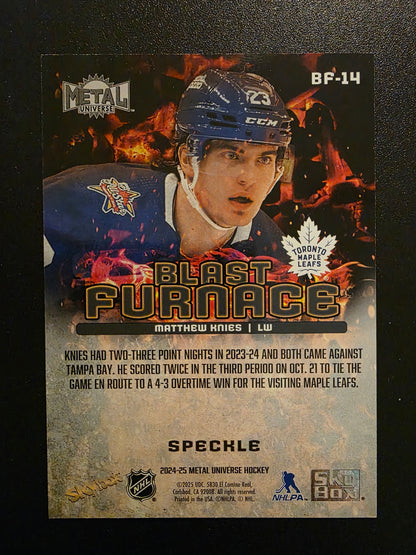 2024-25 Skybox Metal Universe - Blast Furnace - Speckle - Matthew Knies #BF-14 /199