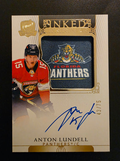 2021-22 Upper Deck The Cup - Inked Insignias Manufactured Patch Autographs - Anton Lundell #II-AL /75 RY