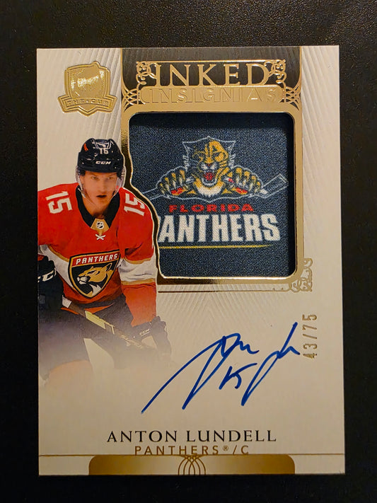 2021-22 Upper Deck The Cup - Inked Insignias Manufactured Patch Autographs - Anton Lundell #II-AL /75 RY