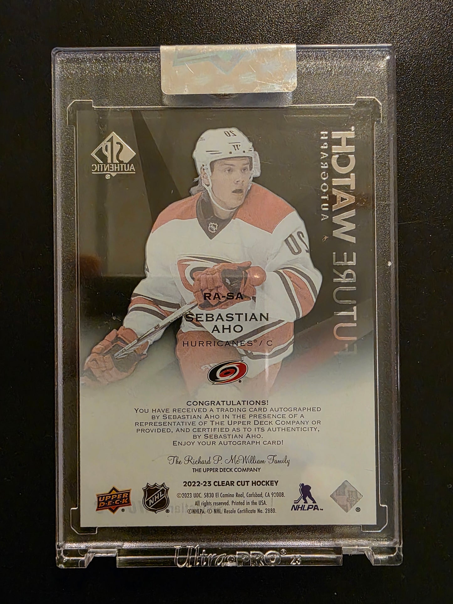 2023-24 Upper Deck Clear Cut - Tribute Future Watch - Sebastian Aho #RA-SA