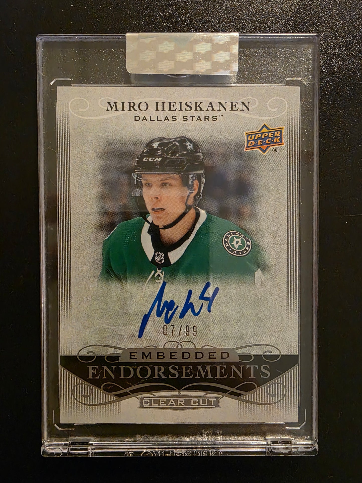 2019-20 Upper Deck Clear Cut - Embedded Endorsements - Miro Heiskanen #EE-MH /99
