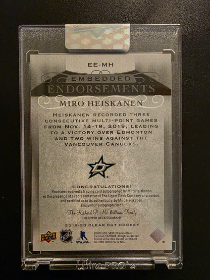 2019-20 Upper Deck Clear Cut - Embedded Endorsements - Miro Heiskanen #EE-MH /99