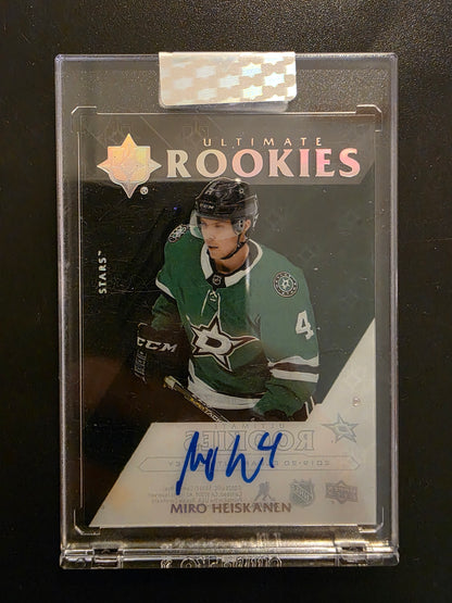 2019-20 Upper Deck Clear Cut - Rookie Tribute Autos - 2018-19 Ultimate Collection Rookies - Miro Heiskanen #RT-MH