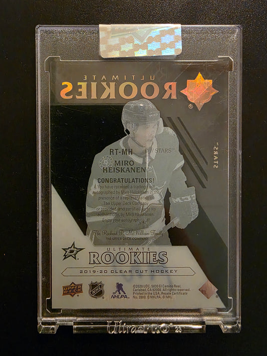 2019-20 Upper Deck Clear Cut - Rookie Tribute Autos - 2018-19 Ultimate Collection Rookies - Miro Heiskanen #RT-MH