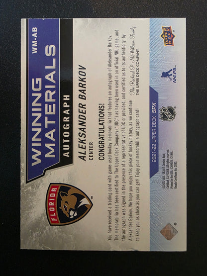 2021-22 Upper Deck SPx - Winning Materials - Premium Auto - Aleksander Barkov #WM-AB /25