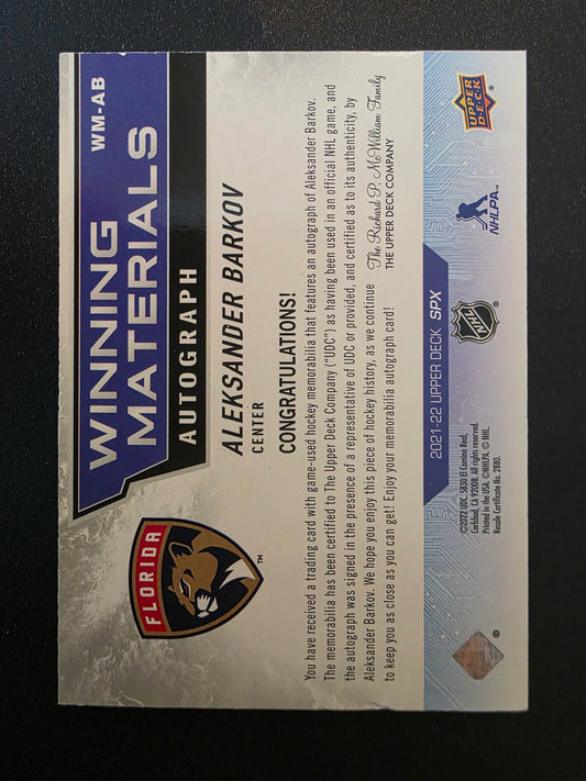 2021-22 Upper Deck SPx - Winning Materials - Premium Auto - Aleksander Barkov #WM-AB /25