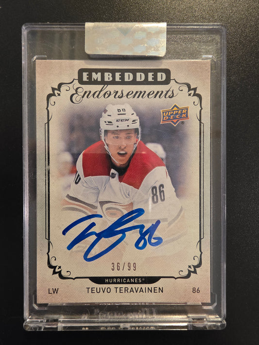 2018-19 Upper Deck Clear Cut - Embedded Endorsements - Teuvo Teravainen #EE-TT /99
