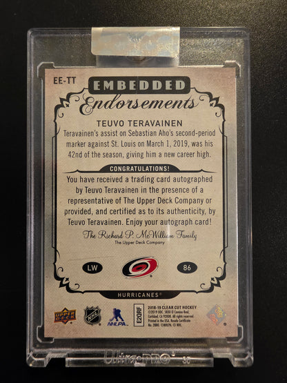 2018-19 Upper Deck Clear Cut - Embedded Endorsements - Teuvo Teravainen #EE-TT /99