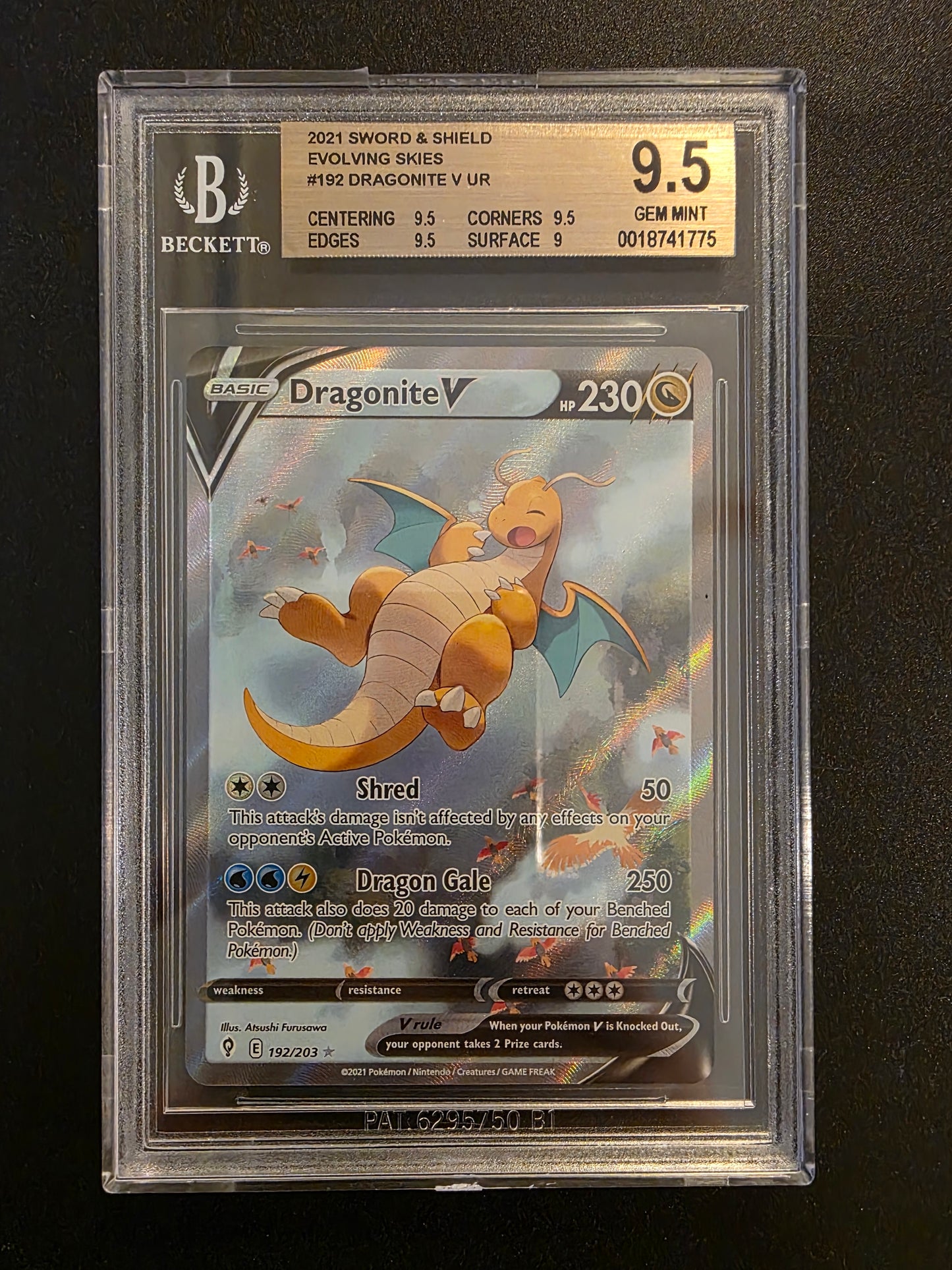 2021 Pokemon Sword & Shield - Evolving Skies - Alternate Art - Dragonite V #192 BGS 9.5