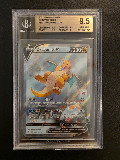 2021 Pokemon Sword & Shield - Evolving Skies - Alternate Art - Dragonite V #192 BGS 9.5