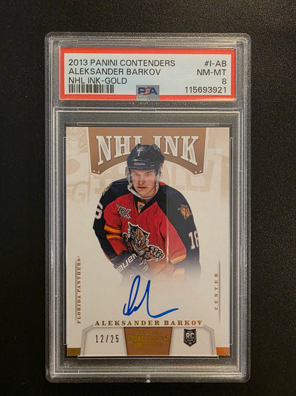 2013-14 Panini Playoff Contenders - NHL Ink - Gold - Aleksander Barkov #I-AB /25 PSA8 RY