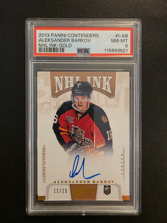 2013-14 Panini Playoff Contenders - NHL Ink - Gold - Aleksander Barkov #I-AB /25 PSA8 RY