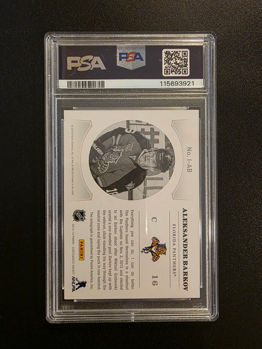 2013-14 Panini Playoff Contenders - NHL Ink - Gold - Aleksander Barkov #I-AB /25 PSA8 RY