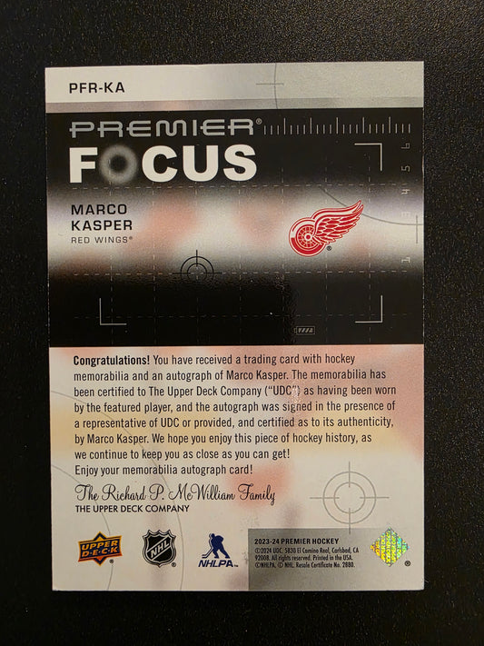 2023-24 Upper Deck Premier - Premier Focus Rookies Auto Patch - Marco Kasper #PFR-KA /175 RC