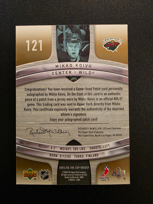 2005-06 Upper Deck The Cup - Rookie Gold Rainbow Autographed Patches - Mikko Koivu #121 /21 RC