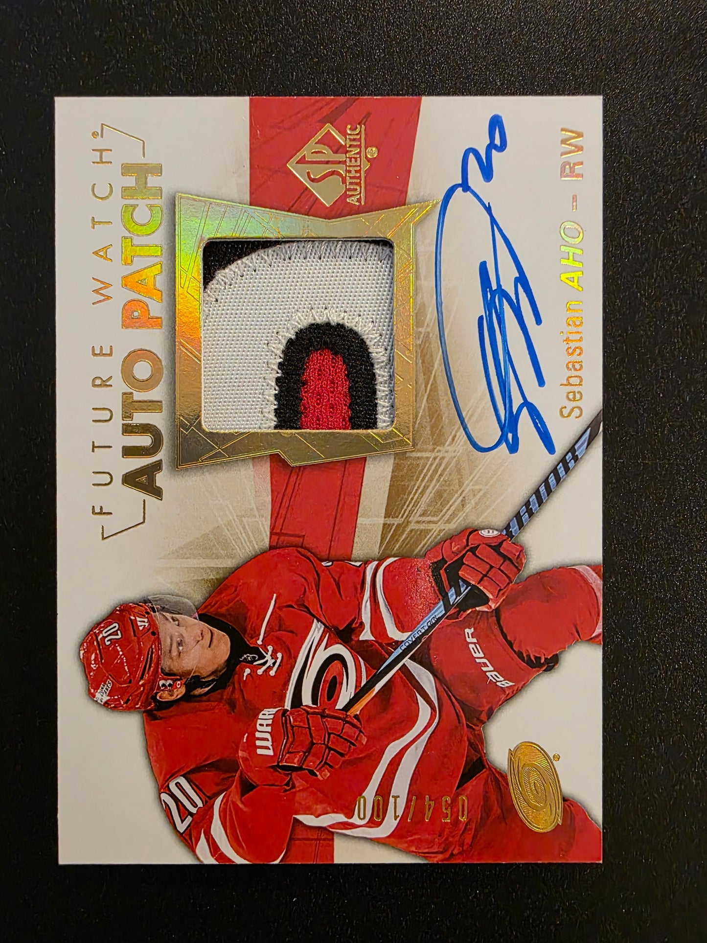 2016-17 Upper Deck SP Authentic - Limited Autograph Patches - Future Watch Autographs - Sebastian Aho #158 /100 RC