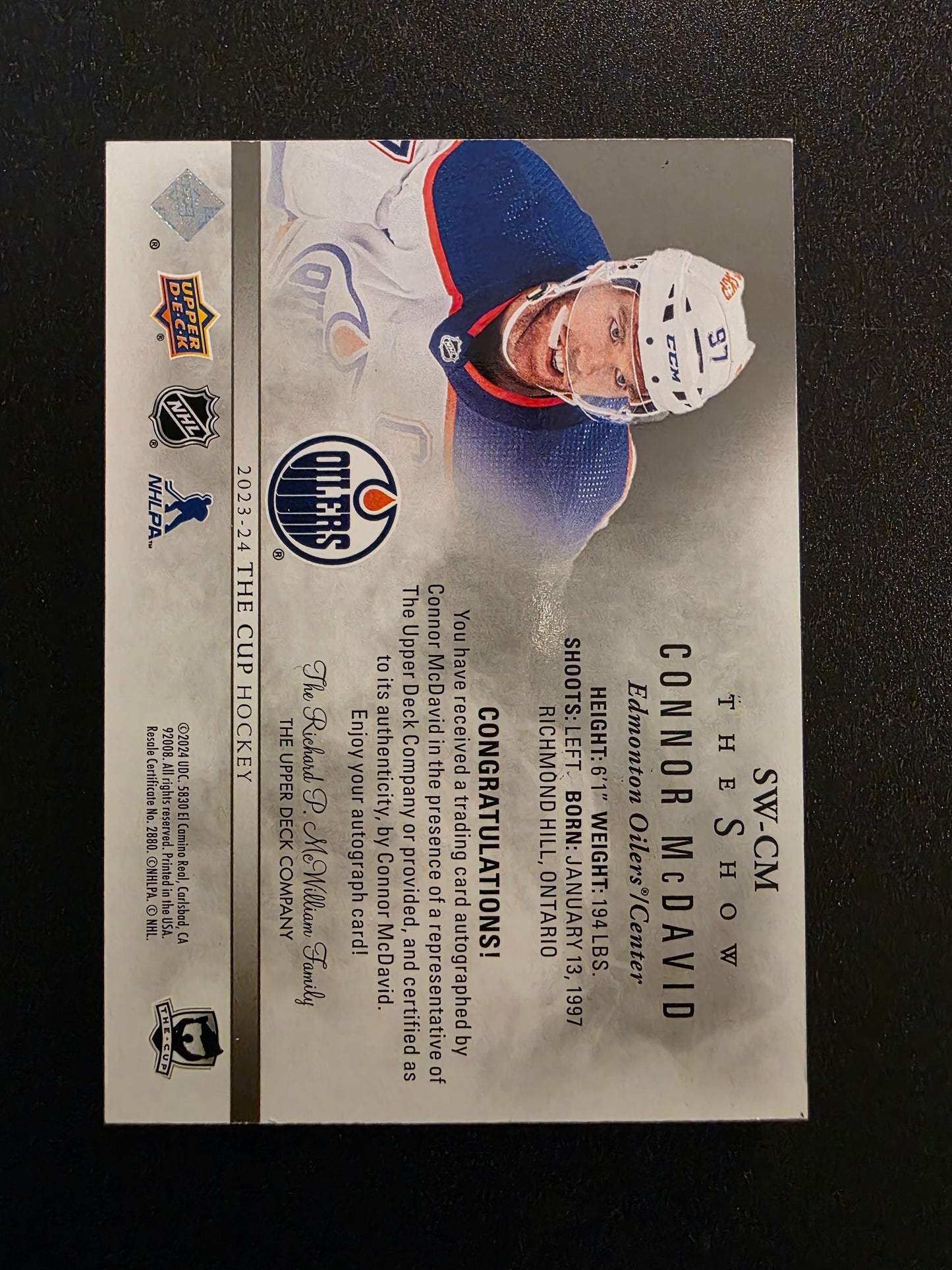 2023-24 Upper Deck The Cup - The Show - Connor McDavid #SW-CM