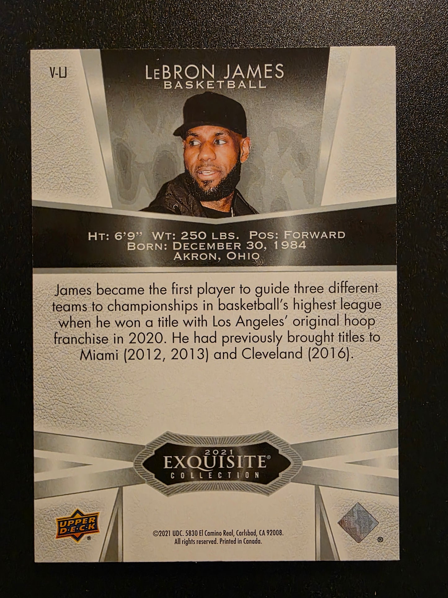 2021 Upper Deck Goodwin Champions - Exquisite Collection - LeBron James #V-LJ /99
