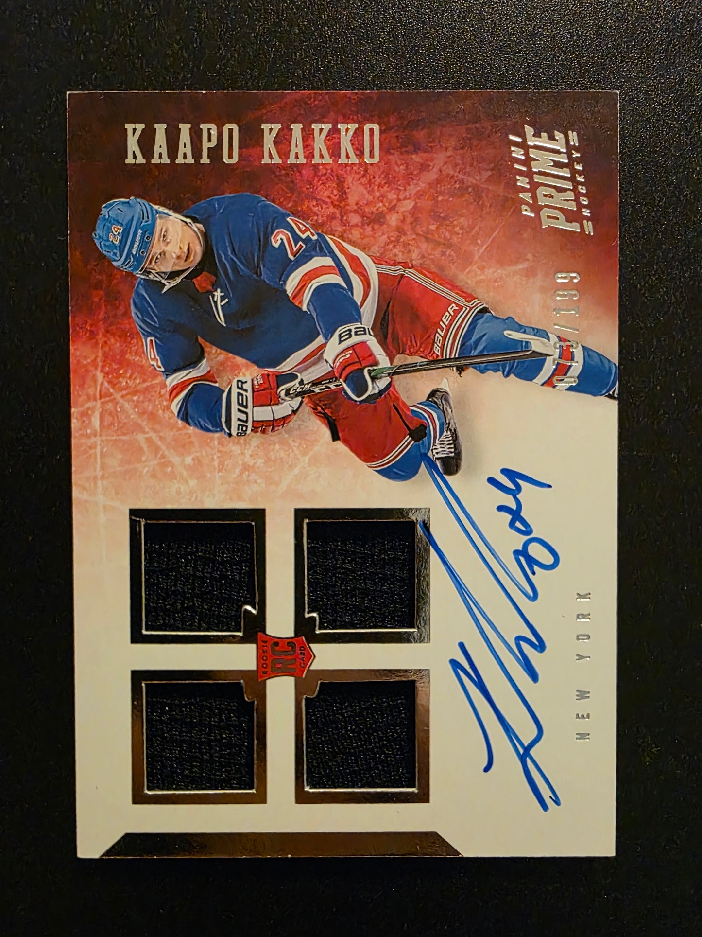 2019-20 Panini Prime - Prime Material Autographs -  Kaapo Kakko #PR-KK /199 RY
