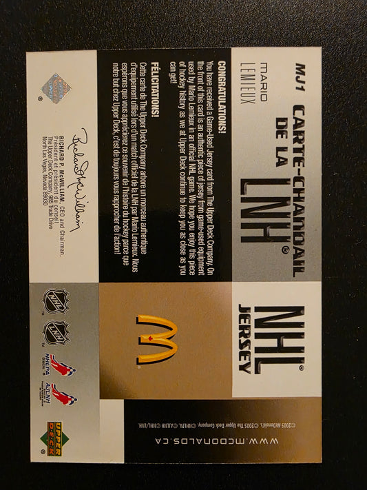2005-06 Upper Deck McDonald's - Jerseys - Mario Lemieux #MJ1 /120