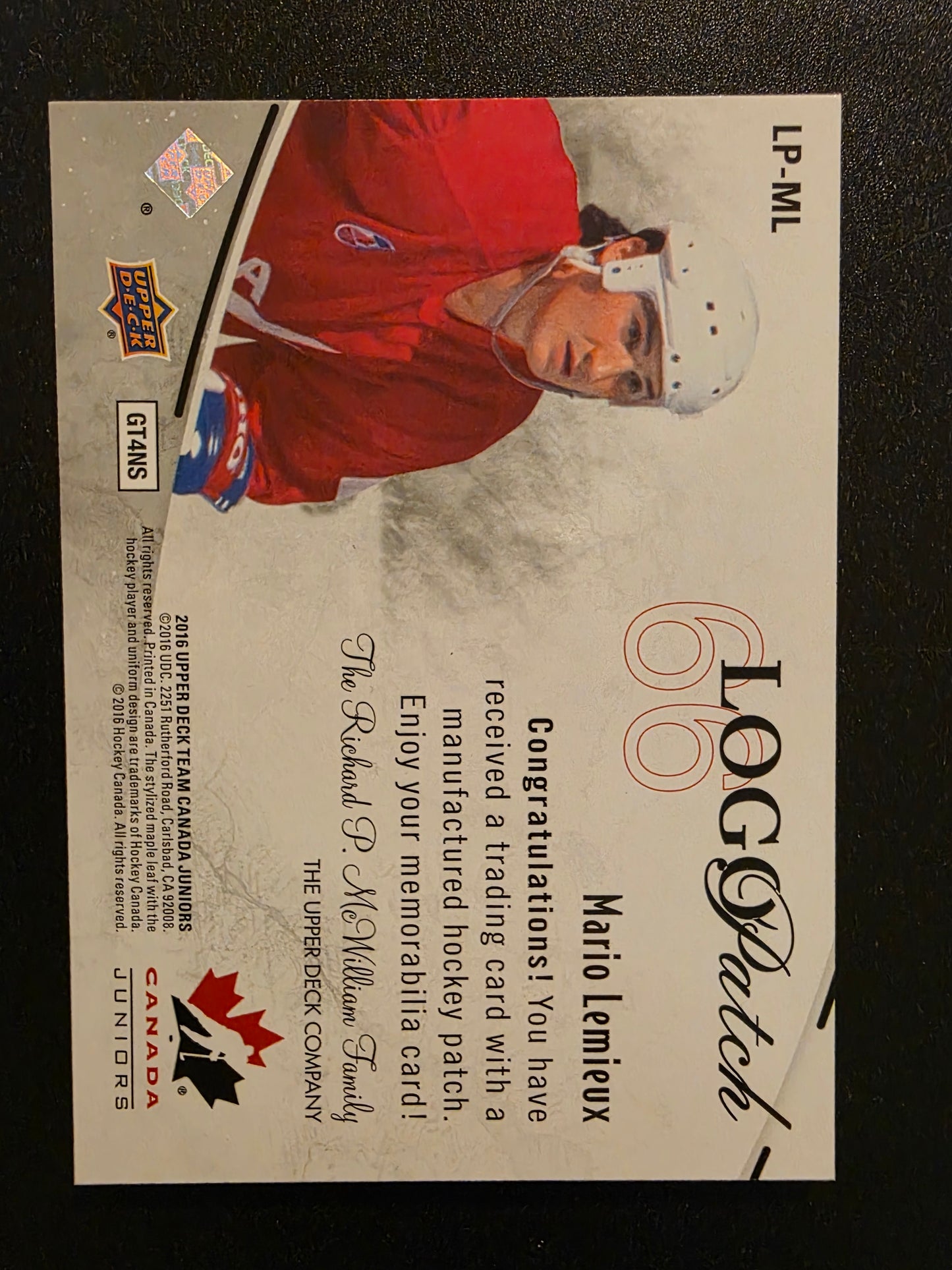2016 Upper Deck Team Canada Juniors - Manufactured Logo Patches - Mario Lemieux #LP-ML
