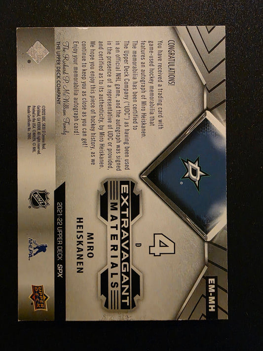 2021-22 Upper Deck SPx - Extravagant Materials - Premium Auto - Miro Heiskanen #EM-MH /25