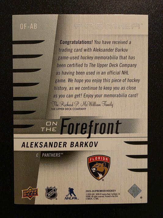 2023-24 Upper Deck Premier - On the Forefront Jersey - Black - Aleksander Barkov #OF-AB /50