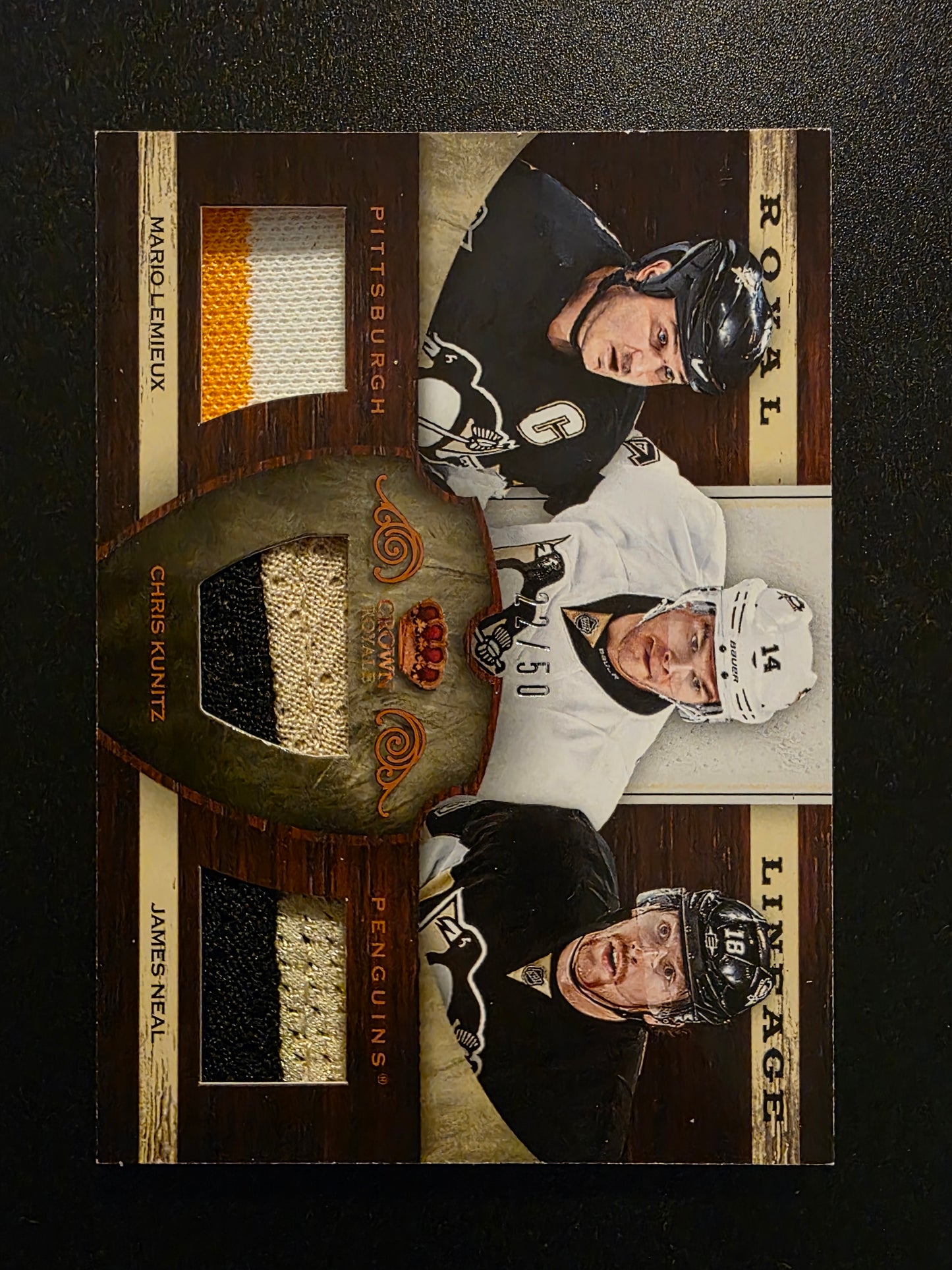 2012-13 Panini Rookie Anthology - Crown Royale Royal Lineage - Prime - James Neal / Mario Lemieux / Chris Kunitz #RL-PIT /50