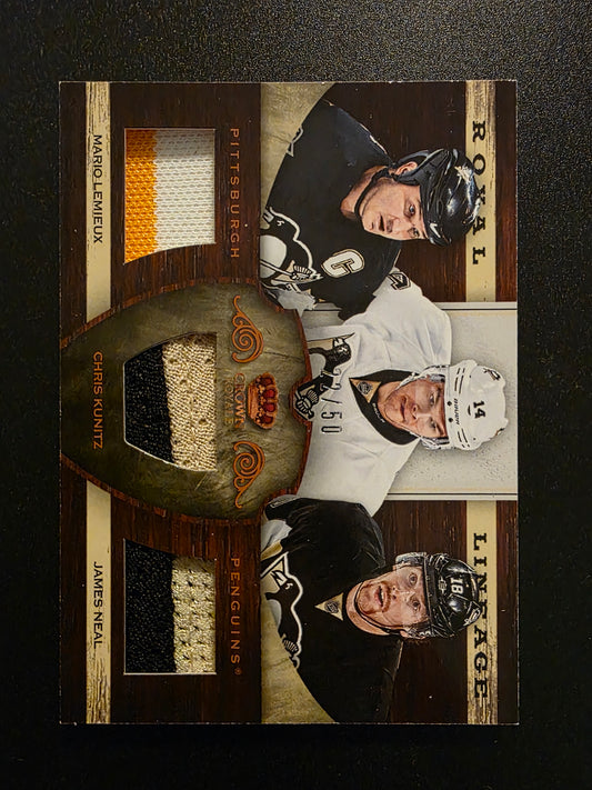 2012-13 Panini Rookie Anthology - Crown Royale Royal Lineage - Prime - James Neal / Mario Lemieux / Chris Kunitz #RL-PIT /50