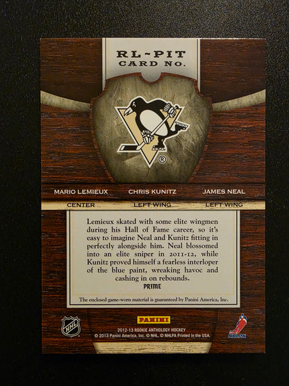 2012-13 Panini Rookie Anthology - Crown Royale Royal Lineage - Prime - James Neal / Mario Lemieux / Chris Kunitz #RL-PIT /50