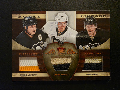 2012-13 Panini Rookie Anthology - Crown Royale Royal Lineage - Prime - James Neal / Mario Lemieux / Chris Kunitz #RL-PIT /50