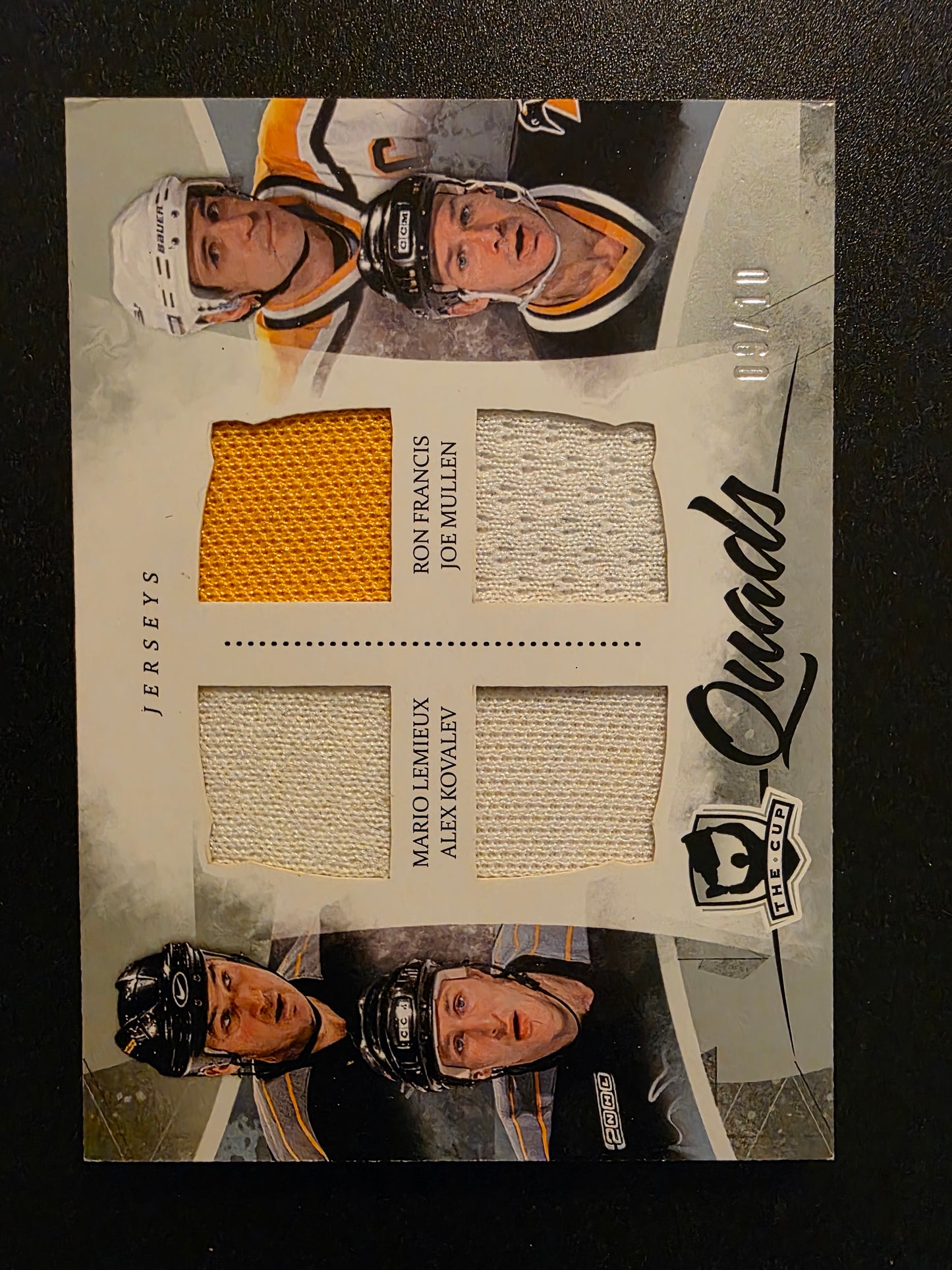 2010-11 Upper Deck The Cup - Quads Jerseys - Mario Lemieux / Ron Francis / Alex Kovalev / Joe Mullen #C4-PENS /10