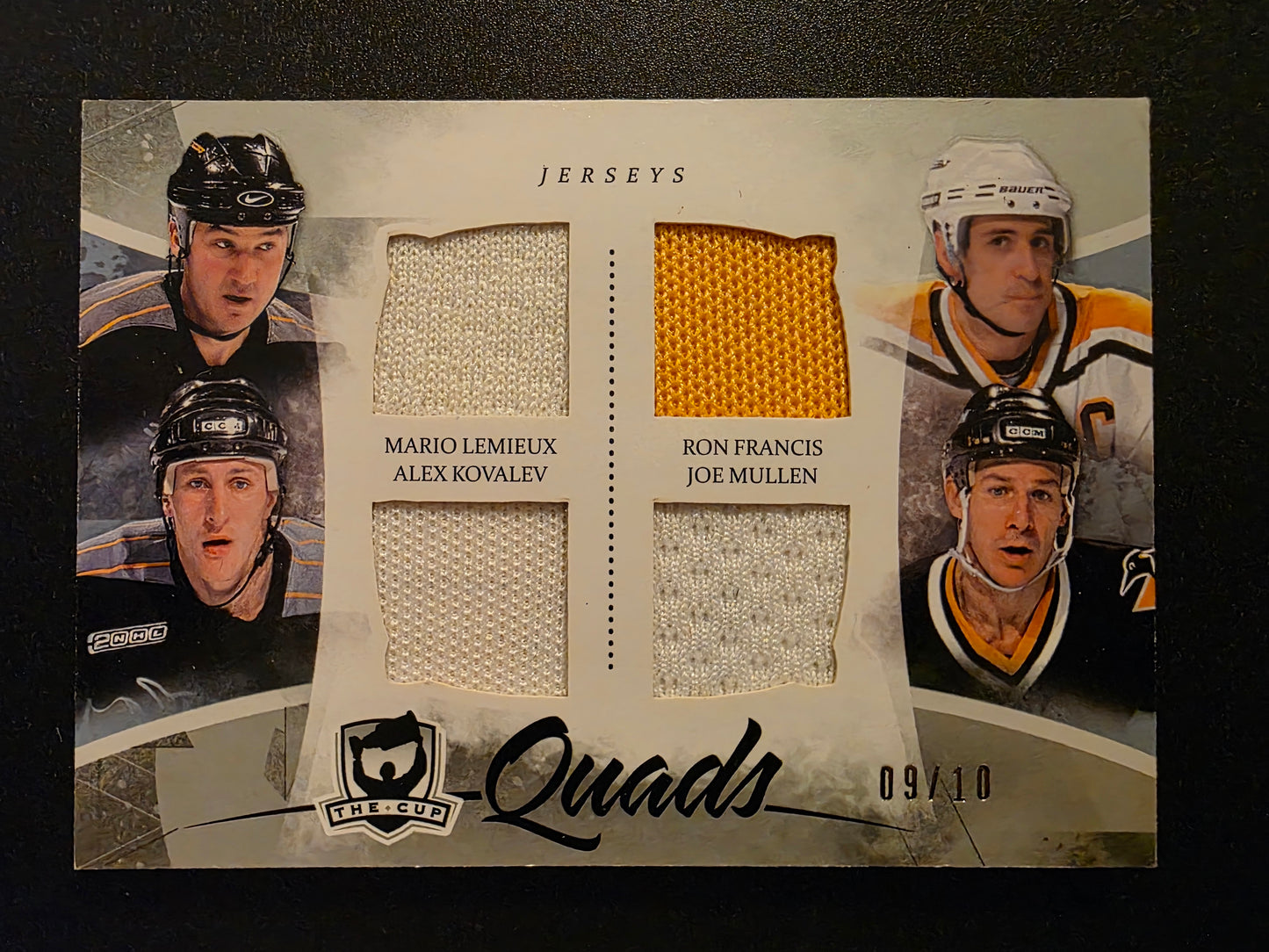 2010-11 Upper Deck The Cup - Quads Jerseys - Mario Lemieux / Ron Francis / Alex Kovalev / Joe Mullen #C4-PENS /10