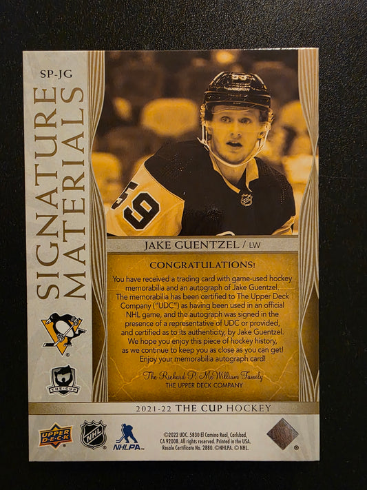 2021-22 Upper Deck The Cup - Signature Materials - Jake Guentzel #SP-JG /99