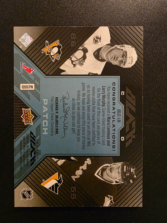 2008-09 Upper Deck UD Black - Dual Player Jerseys - Blue - Mario Lemieux / Larry Murphy #BDJ2-LM /5