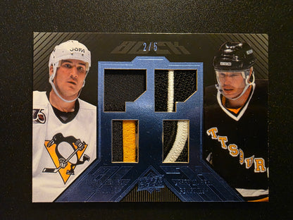 2008-09 Upper Deck UD Black - Dual Player Jerseys - Blue - Mario Lemieux / Larry Murphy #BDJ2-LM /5