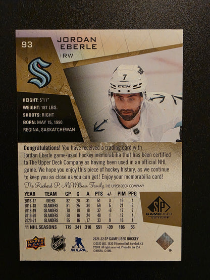 2021-22 Upper Deck SP Game Used - Gold Premium Memorabilia - Jordan Eberle #93 /15