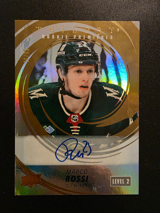 2022-23 Upper Deck Trilogy - Gold Autographs - Rookie Premieres - Marco Rossi #236 /13 RC