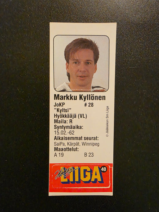 1991-92 JyväsHyvä HockeyLiiga - Markku Kyllönen #40 (Soikio)