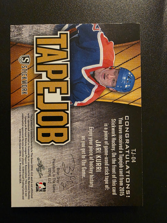2015 Leaf In the Game Stickwork - Tape Job - Silver - Jari Kurri #TJ-04 /10